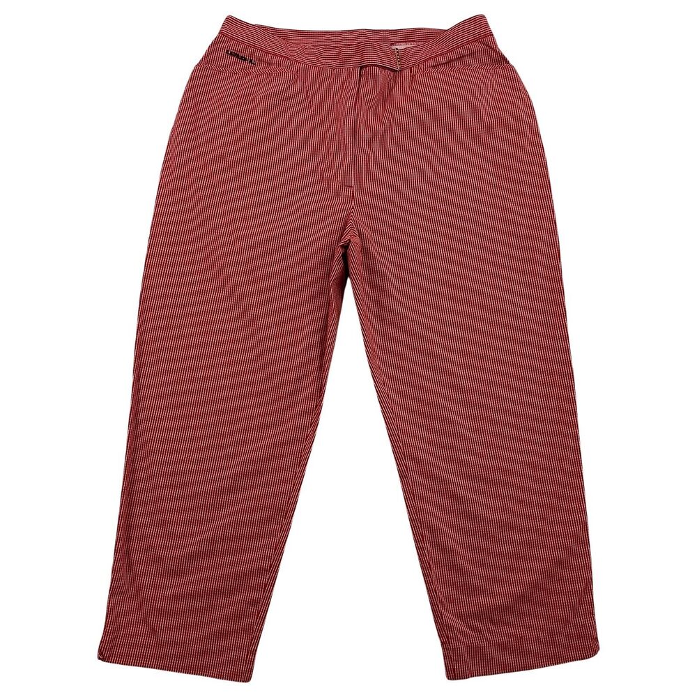 LRL Lauren Jeans Co Cropped Pants Womens Size 14 Red Check Casual Sraight Cotton